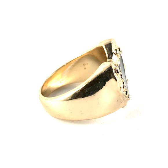 Black Enamel Heart Gold Tone CZ Ring Size 9.25 - Picture 2 of 4